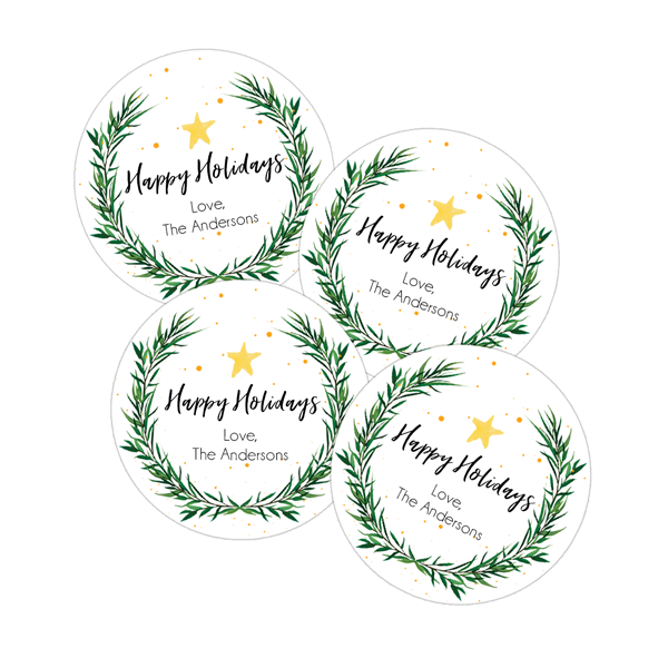 Holiday Wreath Gift Labels