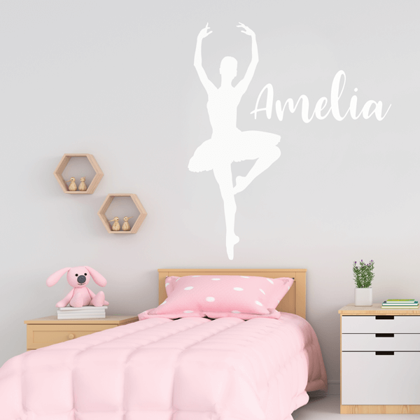 Vinyl Pirouette Pose Ballet Wall Decal with Name