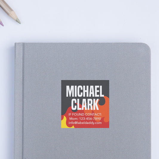 Flames Square Contact Labels