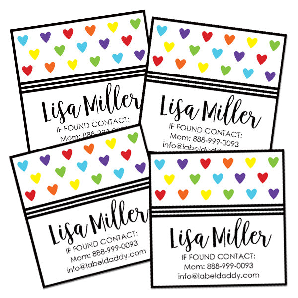 Hearts Square Contact Labels