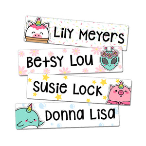 10mm woven name labels in polyester and Taggit 100 pcs‏ (personalized  labels for kids)