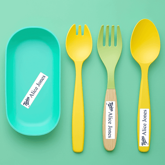 Small all purpose labels on utensils.