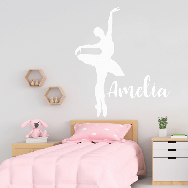 Vinyl En Pointe Pose Ballet Wall Decal with Name