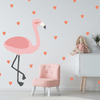 Large Flamingo W/ Hearts Fabric Wall Decal