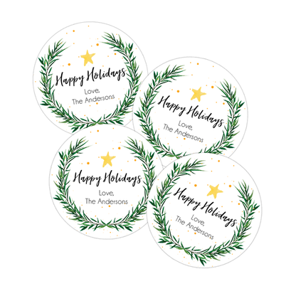 Holiday Wreath Gift Labels