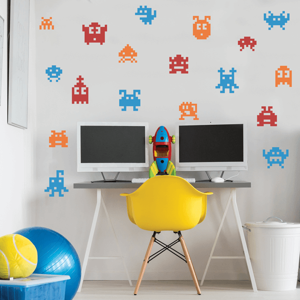 Retro Galaxy Invaders Vinyl Wall Stickers