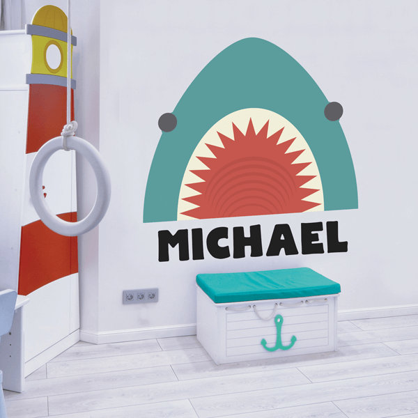 Shark Fabric Decal with Vinyl Name Decal