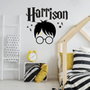 Glasses Wearing Wizard with Name Wall Decal
